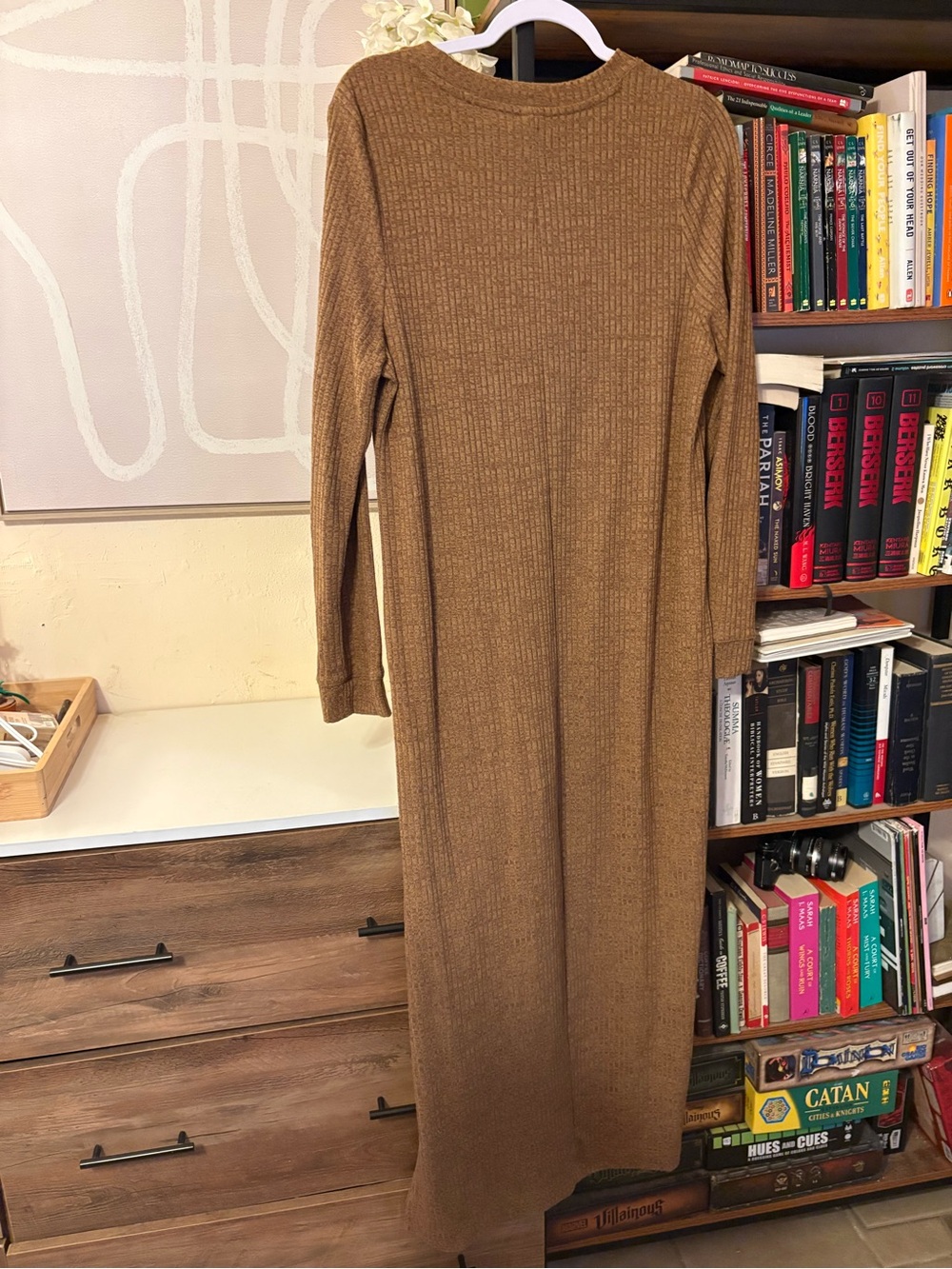Old Navy Long Ribbed Maxi Dress in Camel Brown
